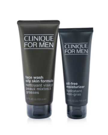 Clinique Men Cleanse + Hydrate Set: Face Wash Oily Skin Formula 200ml + Oil-Free Moisturizer 100ml 2pc