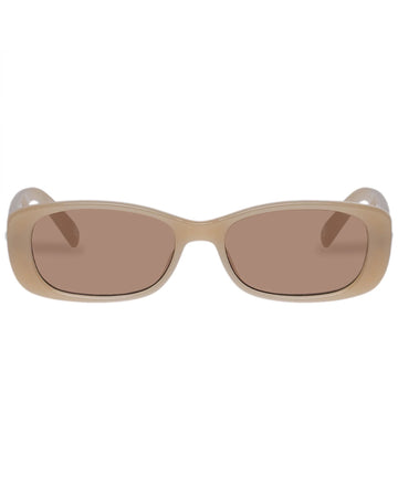 Le Specs Unreal Rectangle Frame Sunglasses in Latte Light Brown