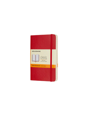 Classic Soft Cover Notebook Ruled Pocket Scarlet Red