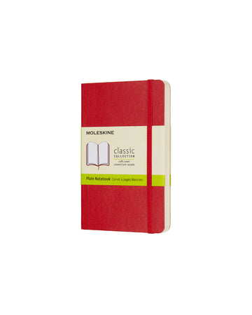 Classic Soft Cover Notebook Plain Pocket Scarlet Red