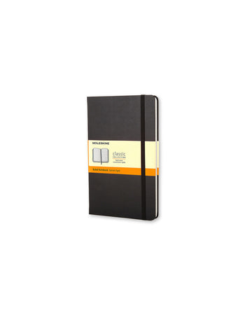 Classic Hard Cover Notebook Ruled Pocket Black