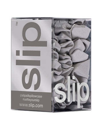 slip pure silk back to basics assorted scrunchies - silver