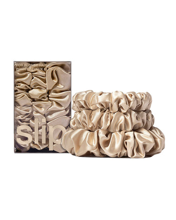 slip pure silk back to basics assorted scrunchies - blonde