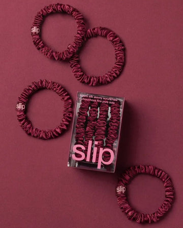 Slip Pure Silk Skinny Scrunchies - Maroon