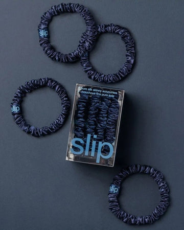Slip Pure Silk Skinny Scrunchies - Navy
