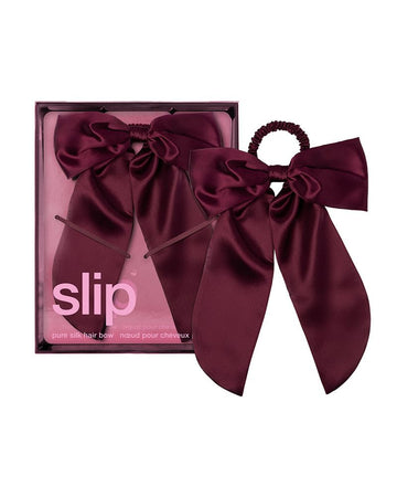 Slip Pure Silk Hair Bow - Crimson