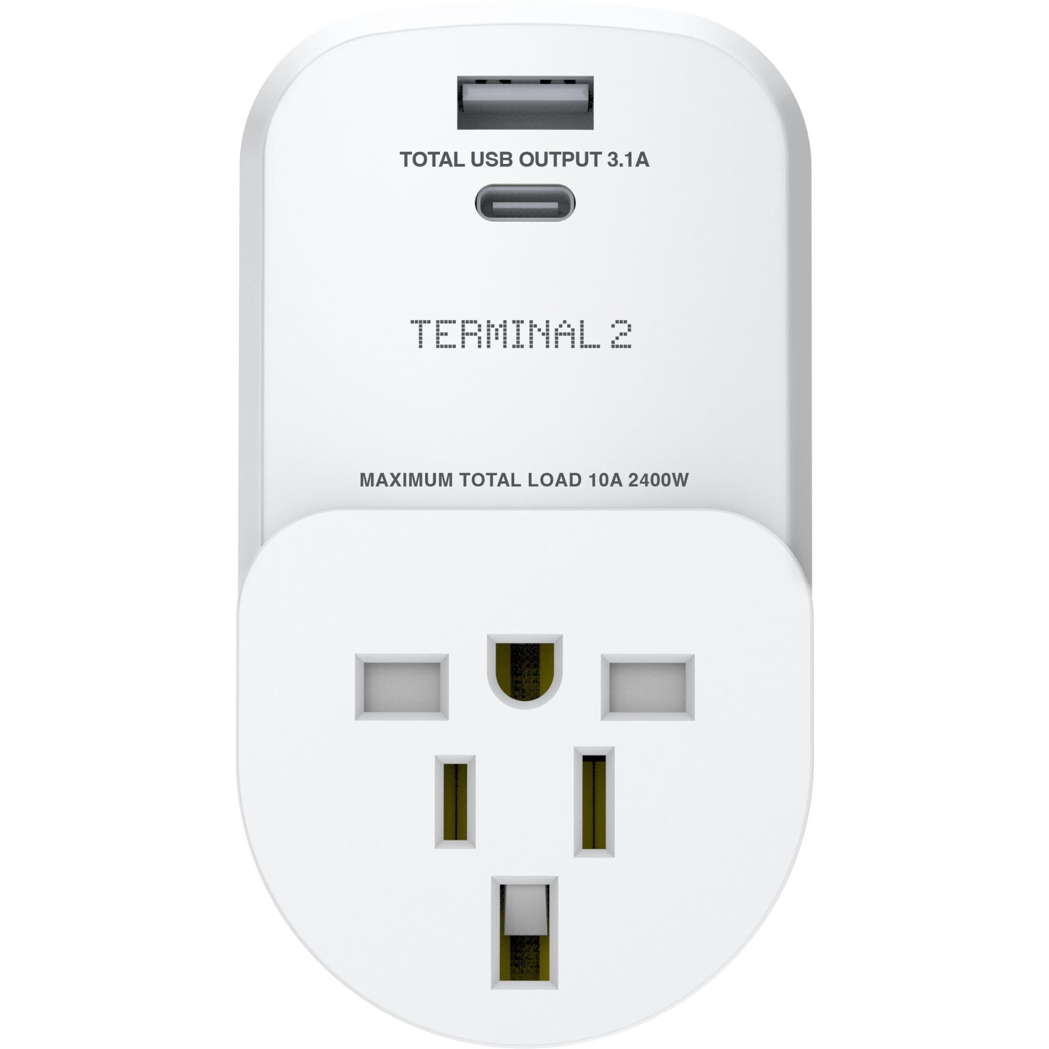 Terminal 2 Inbound Travel Adaptor with USB-A and USB-C Ports Australia