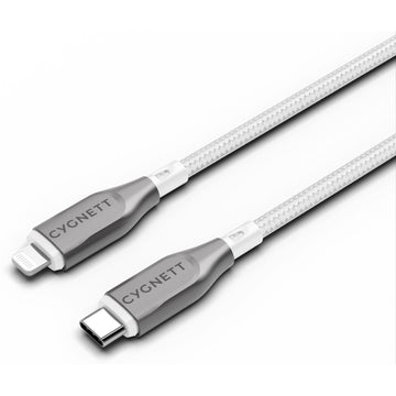 Cygnett Armoured Lightning to USB-C Cable 1M (White)