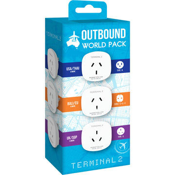 Terminal 2 Travel Adaptor V2 (3 Pack EU/UK/USA)