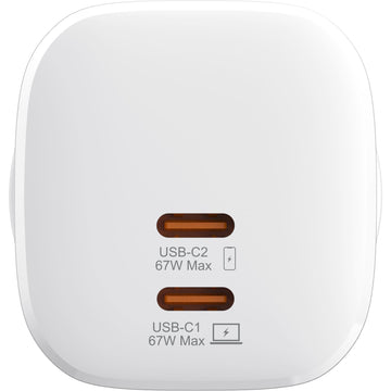 Monster 67W GaN Dual USB-C Port Wall Charger (White)