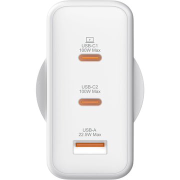 Monster 120W GaN USB-C/A Port Wall Charger (White)