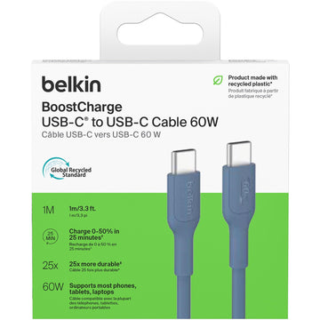Belkin BoostCharge USB-C 60W 2.0 PCR Cable 1m (Blue)
