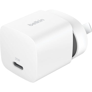Belkin BoostCharge Compact USB-C Wall Charger 25W with USB-C Cable (White)