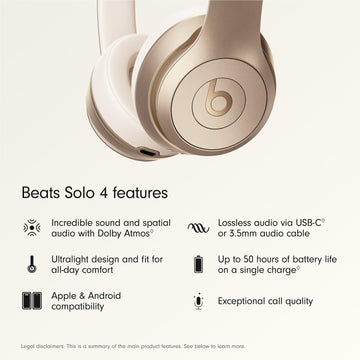 Beats Solo 4 Wireless On-Ear Headphones (Metallic Gold)