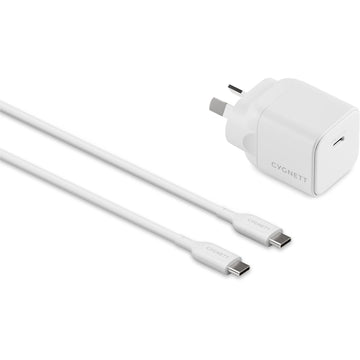 Cygnett Charge &amp; Connect 40W Wall Charger with 1m C-C Cable (White)