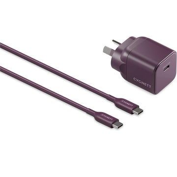 Cygnett Charge &amp; Connect 40W Wall Charger with 1m C-C Cable (Cherry Noir)